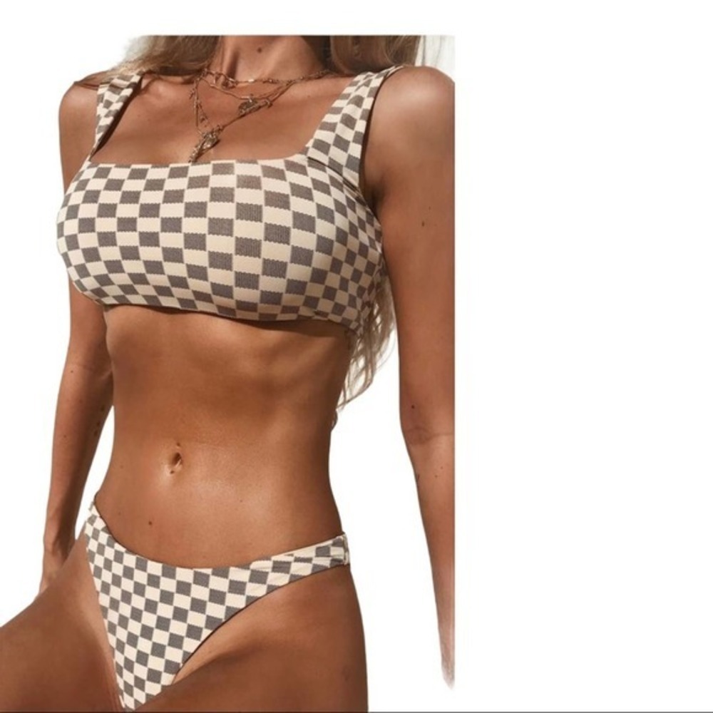 Checkered Pattern 2 Piece Set Bikini - image 2